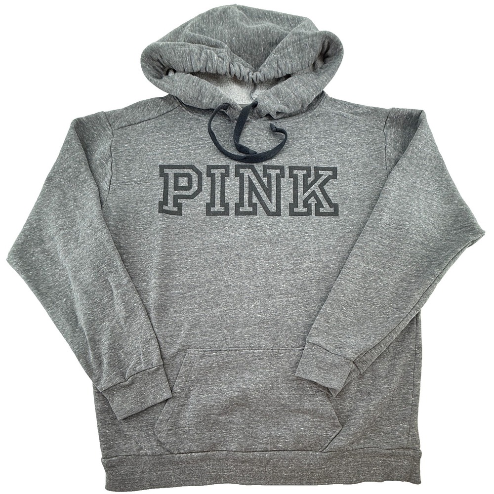 PINK Victoria Secret Womens‎ Gray Hoodie Pullover Sweatshirt Logo Fleece Small